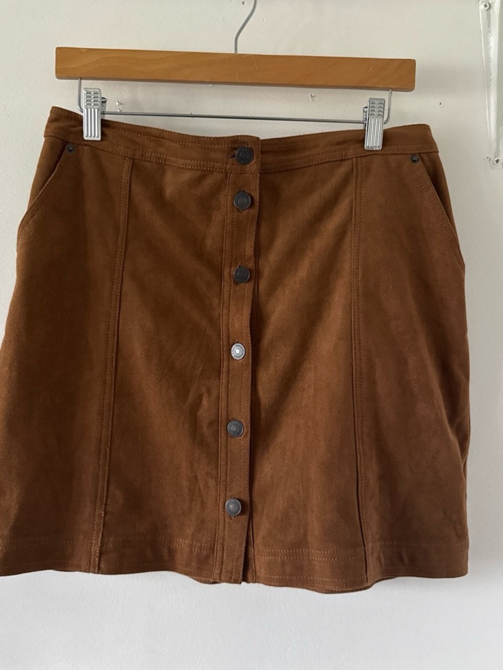 Abercrombie & Fitch Button-Front Chestnut Mini Skirt
